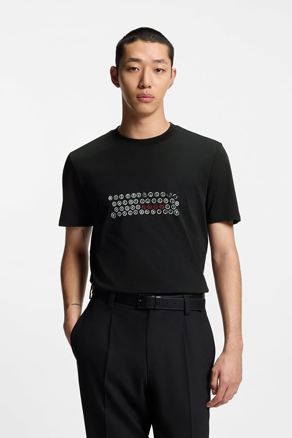 ΜΠΛΟΥΖΑ T-SHIRT HUGO - 001 ΜΑΥΡΟ